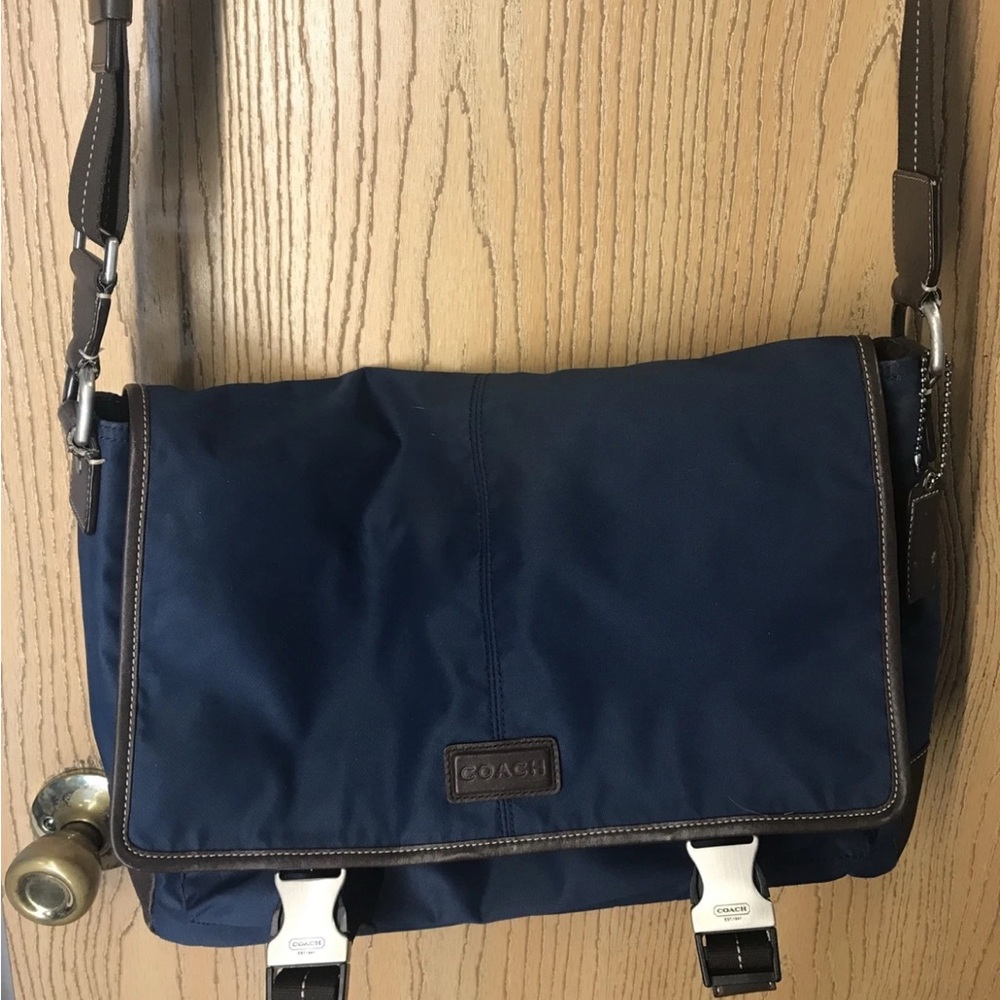 Coach Dark Blue and Brown Messenger Bag